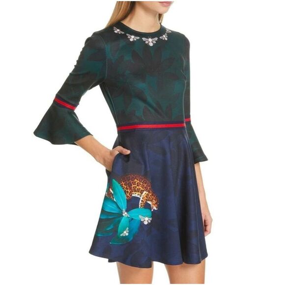 NWT Ted Baker Emileen Houdini Mashup Skater Dress Size 4( or10) - Picture 1 of 11
